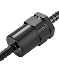 3/8 Inch Billet Inline Fuel Filter, 30 Micron Aluminum Black, Compact 2.07 Inch Housing For Car EFI And Carb Fuel Systems, Barbed Inlet Outlet