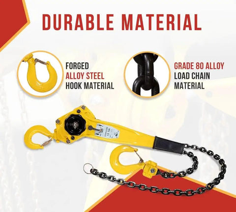 Two Pack Viking Manual Lever Chain Hoist 1.5 Ton Lift 20 Ft Reach 3000 Lbs Capacity with Durable Alloy Steel Hooks