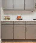 Kitchen cabinets with 45 Pack 7.38 Inch Brushed Nickel Cabinet Pulls Stainless Steel Kitchen Cupboard Handles shown installed