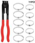 CV Boot Clamp Plier Kit With 10 Pcs CV Boot Clamps Universal Adjustable Clamp Tool For Most Cars Red Easy Grip Durable Steel