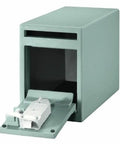 Compact Depository Safe With Dual Key Lock For Cash And Receipts, front view, steel, with open drop slot, 0.23 cubic feet, 8.5 x 6 x 12.3 inches