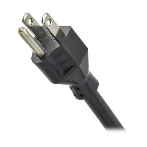 Close-up of plug on the Heavy Duty 9 Outlet Power Strip With 15 Foot Metal Extension Cord Mountable For Wall Or Under Desk Setup