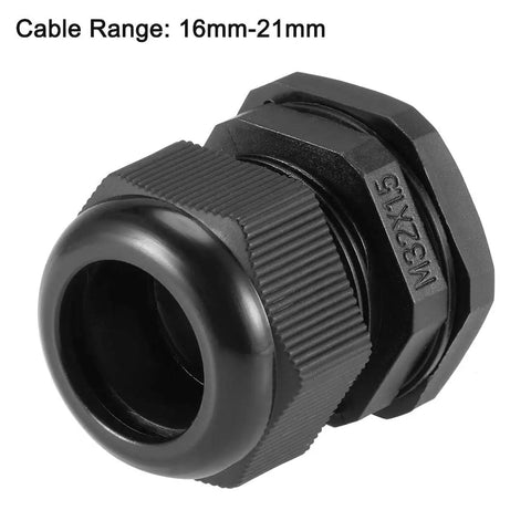 M32x1.5 Cable Gland For 16mm To 21mm Wire Holes Waterproof Nylon Joint With Adjustable Locknut And Washer Black Pack Of 10 Heavy Duty Weatherproof Seal For Outdoor Enclosures Moisture Resistant And Vibration Dampening, black nylon cable gland for 16-21mm wires