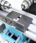 ERoomQ Micro Metal Lathe With Variable 7000 RPM Speed showing detail of dual bearing design for high precision milling.