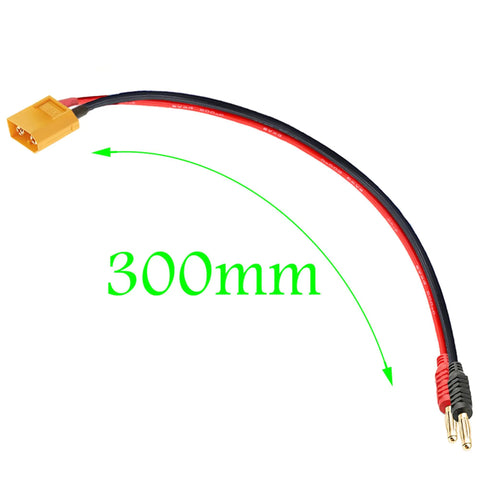 XT60 To Four Millimeter Banana Plug Adapter Cable For RC Batteries Charger, 12AWG Thirty Centimeter Wire, Dual Pack, LiPo