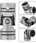 Versatile Universal Joint Shaft Coupling For DIY Steering And Motor Projects 16mm To 20mm Outer Diameter Steel Linkage Connector, angled views