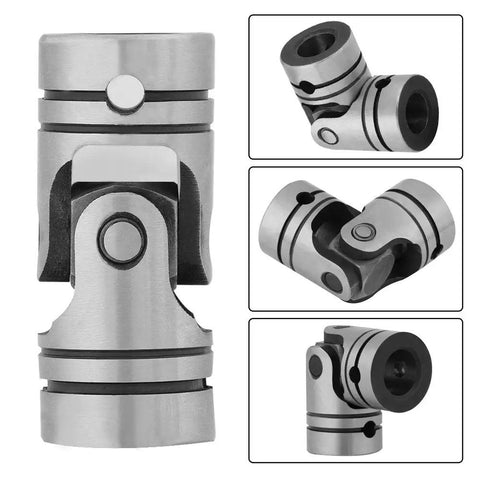 Versatile Universal Joint Shaft Coupling For DIY Steering And Motor Projects 16mm To 20mm Outer Diameter Steel Linkage Connector, angled views