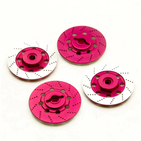 Heavy Duty 4 Piece 1 To 10 Scale RC Drift Wheel Brake Disc Set For Racing Cars Metal Upgrade Parts in Hot Red Finish