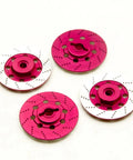 4 Piece Metal Wheel Brake Disc Set For RC Drift Cars Beefed-Up Upgrade Kit, top view of black finish discs, 1/10 scale