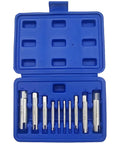 Heavy Duty 10 Pc Screw Tap Extractor Set M4 To M22 High Hardness Carbon Steel Easy Out Repair Kit For Stripped Damaged Broken Head Bolts Solid Grip In Your Car Or Home Tool Box. Blue case with 10-piece extractor set