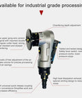 Heavy Duty Pneumatic Chamfering Tool With Six Blades And Four Bearings For Wood Metal Acrylic Deburring showing chamfering depth adjustment.