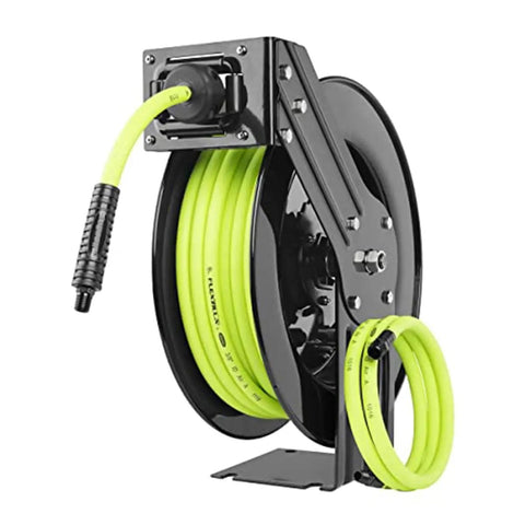 Open Face Retractable Air Hose Reel For The Shop And Garage, Three Eighths Inch By Fifty Foot Hose, Heavy Duty Pro Grade