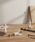 50 Pack Drywall Toggle Anchors With Carbon Steel Screws, Nylon Hollow Wall Mount Kit, displayed on wooden surface with tools