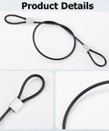 20 Pack 9 Inch Stainless Steel Wire Rope Lanyards With Rubber Coated Braided Cable Locks 5mm Thick Tether Safety Straps