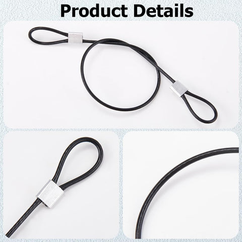 20 Pack 9 Inch Stainless Steel Wire Rope Lanyards With Rubber Coated Braided Cable Locks 5mm Thick Tether Safety Straps