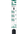 Self-Adhesive Black Foam Pipe Insulation Tube, One Half Inch Wall By Five Eighth Inch Diameter, Six Ft Long, packaging showing specs