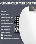 Multi-function panel for Top Tier Electric Heated Bidet Toilet Seat For Elongated Toilets with controls and LED display.