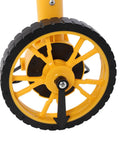Close-up of Yosoo Health Gear Digital Measuring Wheel With Backlit Display showing the sturdy yellow wheel design for accurate distance measurement.