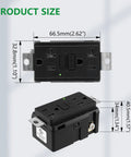 Dimensions of 2 Pack 20 Amp Generator GFCI Outlet 125V Industrial Grade Heavy Duty Ground Fault Interrupter For Machinery And Portable Generators No Output Terminals Oil Resistant Nylon UL Listed Black