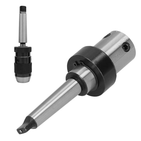 Morse taper internal-cooling drill sleeve adapter, two-piece MT2/R8 steel for magnetic drills and lathes