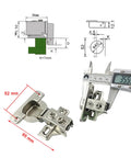 95 Degree Full Overlay Face Frame Cabinet Hinge With 40mm Arm Hydraulic Damper shown with measurements and technical diagram