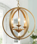 Gold Orb Chandelier With Openwork Globe Spheres Modern 3 Light Fixture for Dining Living Room Bedroom Foyer and Kitchen