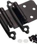 Half Inch Overlay Matte Black Cabinet Hinges Self Closing For Bath And Kitchen Bulk Pack 50 Hinges with bumpers and upgraded screws