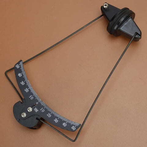 0-50mm RC Fixed-Wing Aileron Inclinometer Gauge for RC Airplanes showing precise angle meter, black metal and plastic
