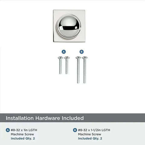 Heavy Duty One And A Half Inch Cabinet Knobs With Back Plate Polished Nickel Finish Two Pack Ergonomic Grip installation screws