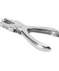 Heavy Duty Metal Single Hole Puncher For 8 Sheet Capacity With 6mm Punch Diameter, slim handle plier style, front view
