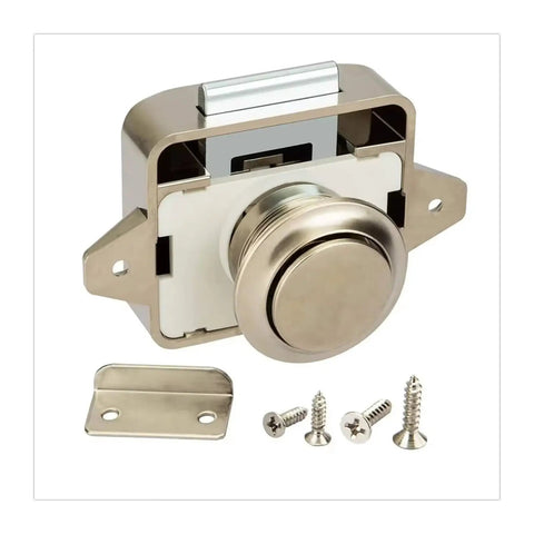 Push Button Drawer Lock Latch Set For RVs And Boats Black Button Switch Handle Wardrobe And Cabinet Door Lock with mounting hardware