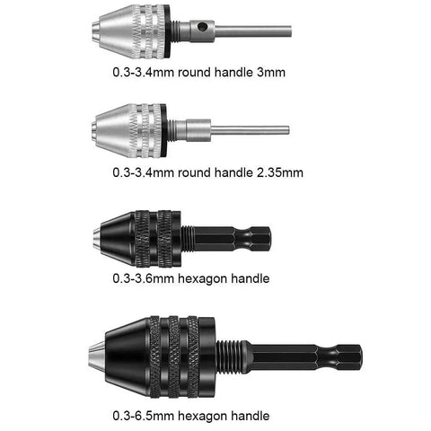 Drill Chuck Conversion Adapter For Impact Drivers And Cordless Screwdrivers, hex to round shank adapters, four size options