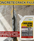 Heavy Duty Concrete Crack Filler And Sun Guard Coating For Beat Down Summer Patios That Stays Non Yellowing On Roofs Decks And Balconies While Kicking Oven Dry Heat Away applied to wall corner for sealing cracks.