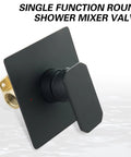 Matte Black Square Shower Valve Kit With Rough In Valve, Single Function Shower Faucet Mixer, sleek square panel design