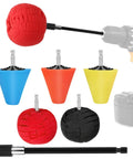 Six Piece Car Wheel Polishing Kit With Foam Cones And Balls One Quarter Inch Hex Extension Holder Pro Grade Dope Buffing Pads