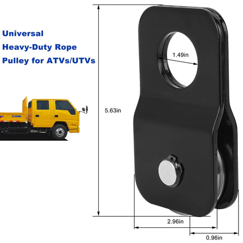 Beefy 8000 Lbs Winch Snatch Block Heavy Duty Carbon Steel Towing Pulley For Synthetic Rope And Steel Cable Universal Off Road Recovery Pulley Block For ATV UTV Truck SUV, 5.63in black