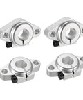 SHF12 Aluminum Linear Rod Rail Shaft Supports 4 Pack 12mm Motion Guides for CNC and 3D Printers shown in rugged aluminum