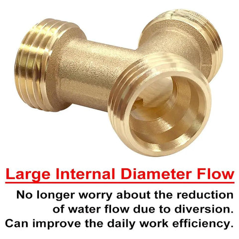 Brass 3/4 Inch GHT Male Y Shaped Connector For Steam Dryer And Washer Hoses Pack Of 2 No Fuss Water Splitter