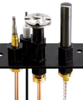 Hiorucet natural gas 3-way pilot assembly kit, front view with black base and copper tubes.