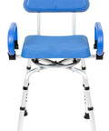Swivel Pivot Shower Chair With 360 Degree Rotating Seat Padded Seat Back And Armrests Non Slip Base Adjustable Height