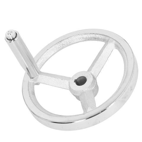 Lathe Handwheel 160mm Rotary Chrome Plated Cast Iron Round Wheel With Removable Handle 16mm Bore built tough for setup