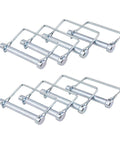 Eight Pack 3 Eighths Inch By 4 Inch Trailer Coupler Pins Heavy Duty Wire Lock Pins for Towing Hitch displayed in a set