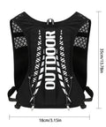 Front view of Hydration Vest Backpack 5L For Hiking And Cycling Unisex Water Backpack with reflective strips, black color, nylon polyester.