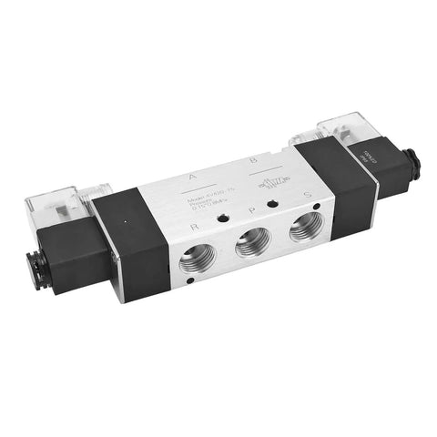 Rock Solid Pneumatic Solenoid Air Valve 3 Position 5 Way DC24V Smooth Shifting Electromagnetic Control Switch No Hassle Quick Install Industrial Automation Plug And Play Powering Forward Reverse Motion