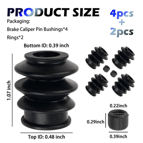 4PCS Rubber Brake Caliper Slide Pin Bushing Kit For Caliper Pins And Boots Compatible With Toyota Civic Accord Element Pilot