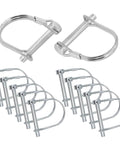 Beefy Built Tough Heavy Duty Safety Coupler Hitch Pins 1/4 X 1-3/4 Inch Zinc Plated, shown in a set of ten with round loop design.