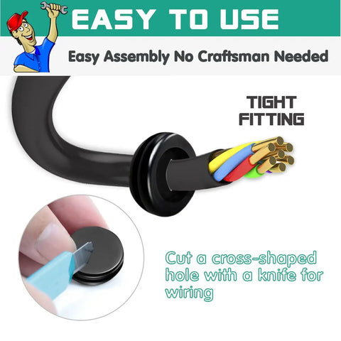 Rubber Grommet Kit 170 Pack Black Assorted 7 Sizes For Cable Holes Electrical Plumbing Automotive Boat And Home Improvement Cord Wire Pipe Organization Weather Resistant Durable Flex For Rugged DIY Projects