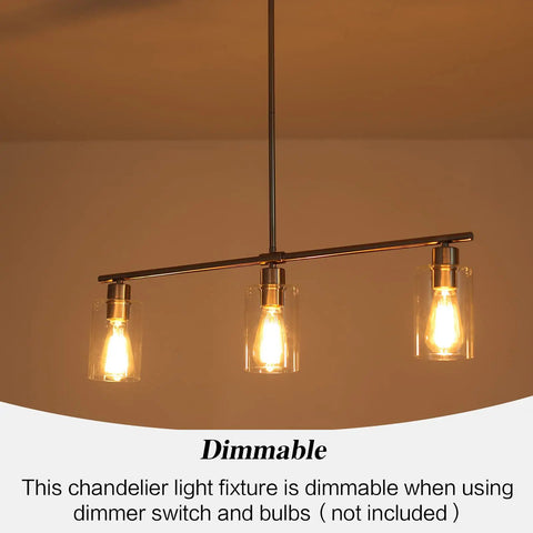 Brushed Nickel Glass Pendant Lighting Over Island Three Light Modern Kitchen Pendant With Glass Shade Industrial Linear Pendant Lighting For Kitchen Island Dope Industrial Vibe, dimmable