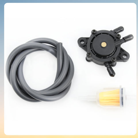 Fuel Pump And Fuel Filter Kit With Fuel Line Replacement For John Deere Lawn Tractors And Honda, pump, filter, line displayed