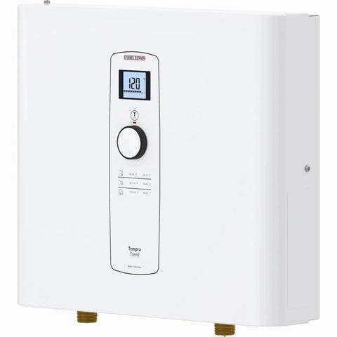 Top Shelf Electric Tankless Water Heater 36Kw 240V Continuous Flow On Demand Hot Shower System, compact white design with digital display.